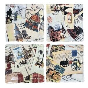 Williams Sonoma 2008 Marc Lacaze Grand Tour Square Ceramic Appetizer Plates 4